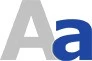 Заглавная серая буква А, строчная синяя буква а